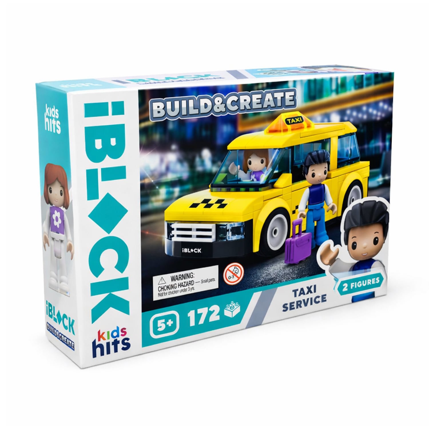 Дитячий конструктор iBlock Junior Build &amp; Create Taxi Service, 172 елементи, 2 фігурки, від 5 років, 24*16*6 см (KH17/001/4)